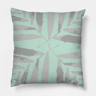 Geometric palm leaves silver grey on pale blue , leaves, tropical , fall, spring  TeePublic Pillow