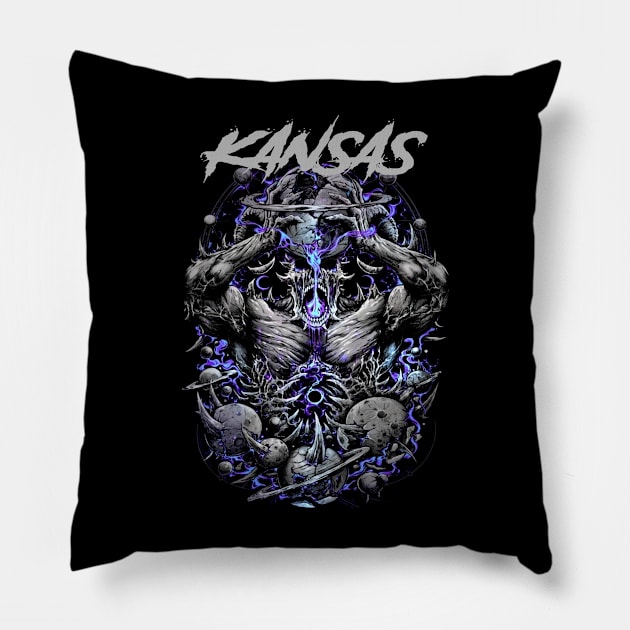 KANSAS BAND MERCHANDISE Pillow by Rons Frogss