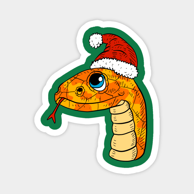 Christmas snake. yellow santa python. Magnet by JJadx