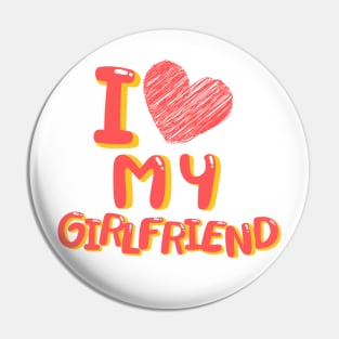 I Love My Girlfriend Heart Balloons White Pin