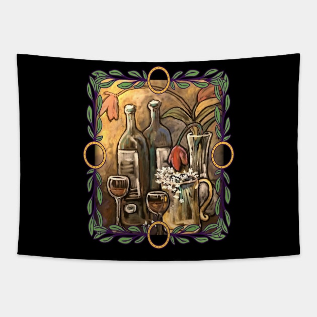 Two Wines Wine Art Tapestry by ArtisticEnvironments