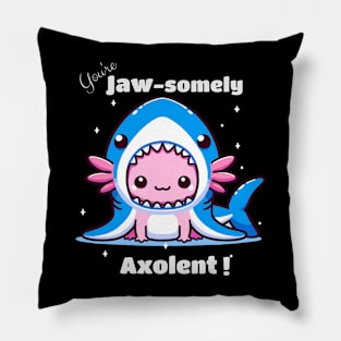 Axolotl in Shak Costume is having an Awesome and Excellent Time Together Pillow