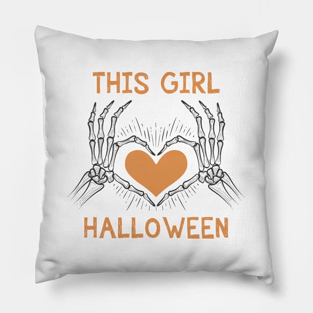 This Girl Loves Halloween - Skeleton - Cute Halloween Shirt Pillow by BKFMerch