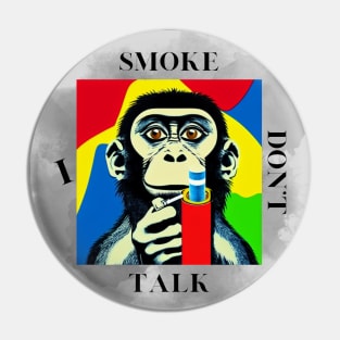 Smoking monkey - Gray rectangle Pin