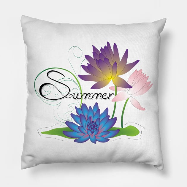 Summer Lotus Pillow by OrangeEdenDesigns