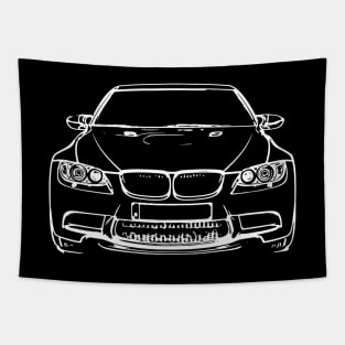 White E90 Car Sketch Art Tapestry