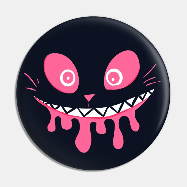 Slimey Drooling Creepy Cat Face Pin by sky665