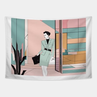 Gaea's Grace Art Deco Patrick Nagel 80s Tapestry