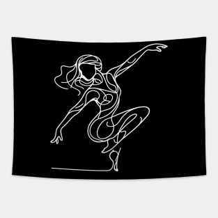 Contemporary Female dancer White Line art Tapestry