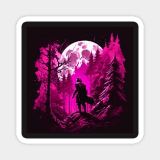 Quirky Magenta Werewolf Magnet