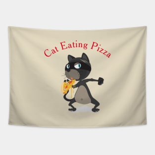 Cat Eating Pizza Tapestry