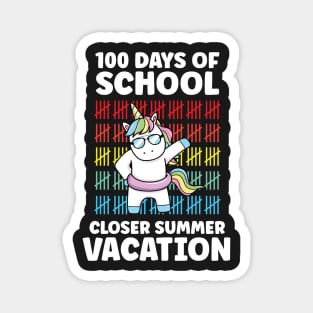 Funny Cute 100 Days Of School Closer Summer Vacation Unicorn Magnet