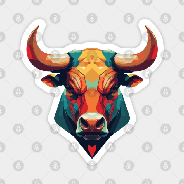 Bull head pop art portrait Magnet by Wahyuwm48