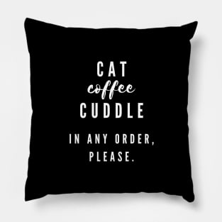Cat, Coffee, Cuddles Pillow
