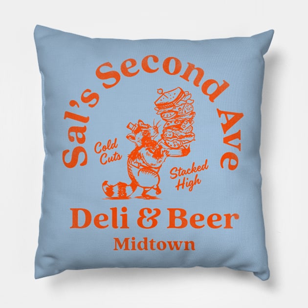 "Sal's Second Ave Deli & Beer" Cool New York Style Deli Art Pillow by The Whiskey Ginger