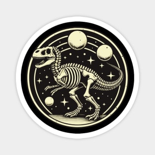 Tyrannosaurus Rex Skeleton In Space Retro Design Magnet