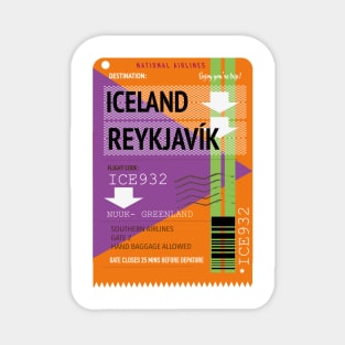 Iceland Reykjavík vintage travel ticket, Magnet