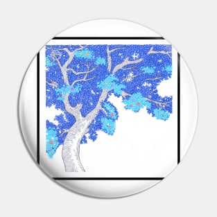 Blue Tree Circle Design Pin