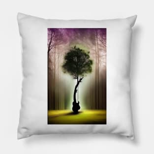 Acoustic Guitar Tree Of Life Guitar Player Nature Guitarist Pillow