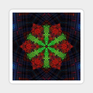 Weave Mandala Green Red and Blue Magnet