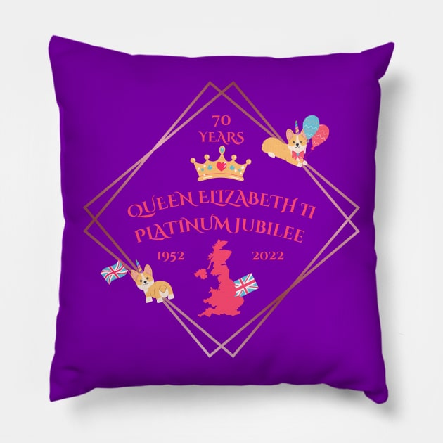 Queen's Platinum Jubilee Garden Tea Party Pillow by Auraya Studio