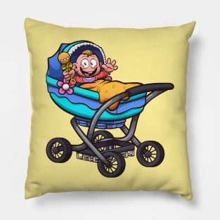 Cartoon Baby In Carriage Pillow