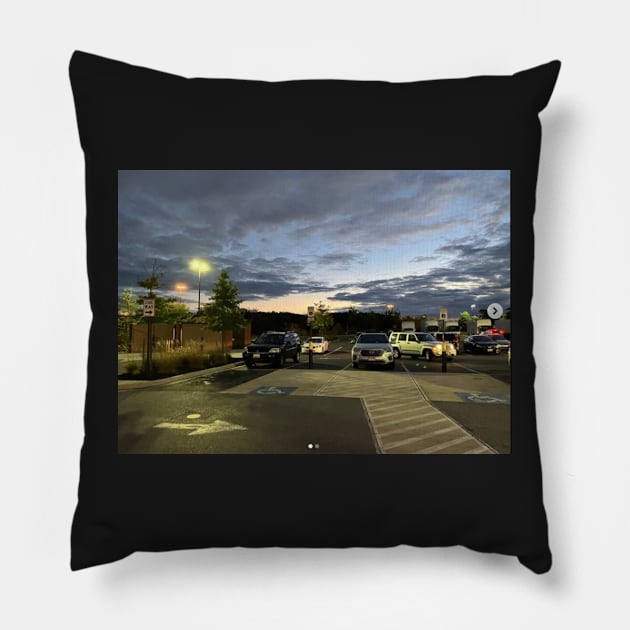 Parking Lot Sunset Pillow by ediemakesart