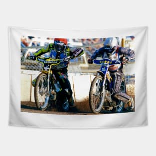 Reading Racers Speedway Motorcycle Action Tapestry