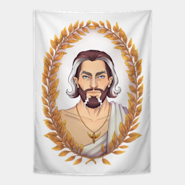 Zeus Olympian God Greek Mythology Wreath Style Tapestry by Tati Seol