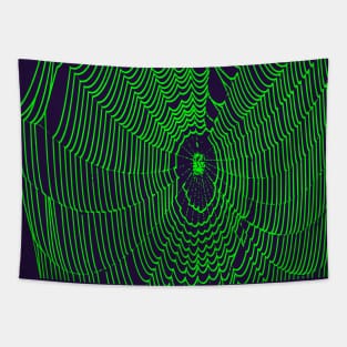 Artistic Halloween Spider Web Cobweb Doodle In Green Tapestry