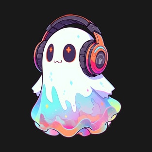 Cute Ghost With Headphones T-Shirt