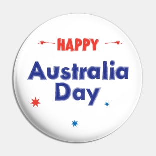 Happy Australia Day 26th January inscription poster with Calligraphy lettering, Australian Flag, Australia Map, stars and fireworks. Patriotic National Holiday Festive Poster for gifts and clothing design. Pin