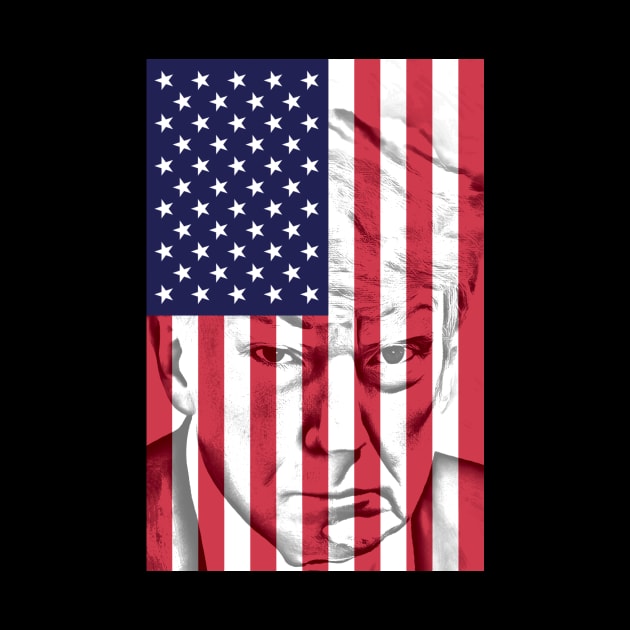 Donald Trump Mug Shot Behind US Flag Prison - Artistic Funny by WeirdFlex