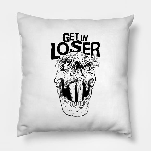 get in loser coffin soft grunge gothic goth aesthetic Pillow by A Comic Wizard