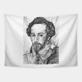 WALTER RALEIGH ink portrait Tapestry