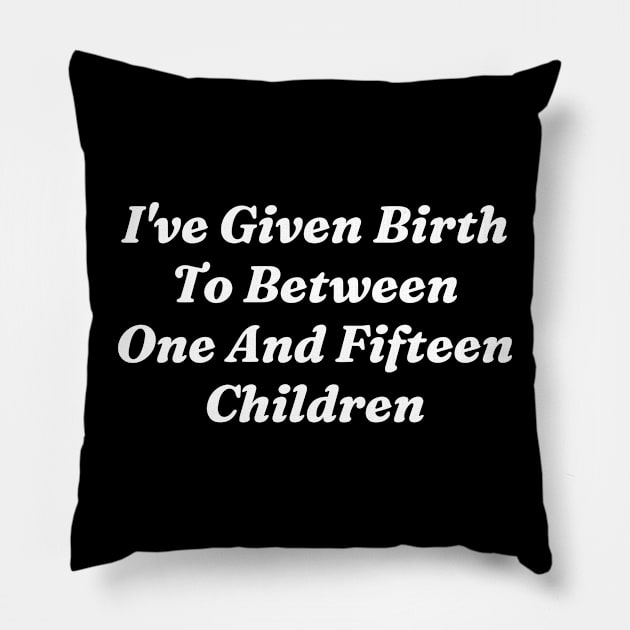 I’ve Given Birth To Between One And Fifteen Children Pillow by Lovelydesignstore
