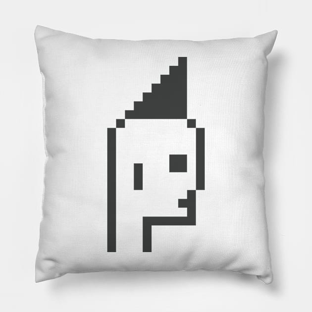 Pixel Art / Cool Mohawk - Black on White / ToolCtypto NFT Pillow by Magicform