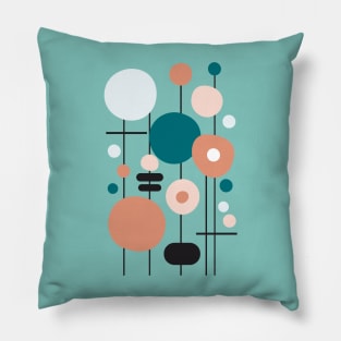 Mid Century Modern Abstract 22 Aqua Pillow