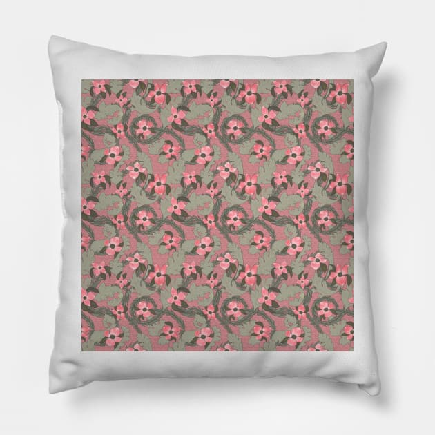 Acanthus Victorian Old Fashioned Floral Pattern Pillow by andreeadumez