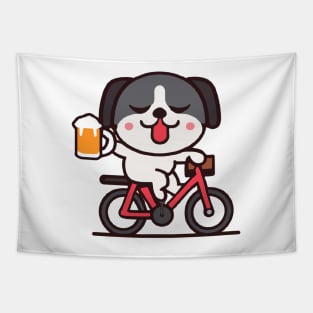 Super Cute Kawaii Dog on a Bike Tapestry