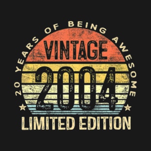 20 Year Old Gifts Vintage 2004 Limited Edition 20Th Birthday T-Shirt