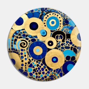 Blue and Gold Abstract Flowers After Klimt Pin