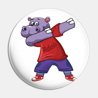 'Dabbing Dancing Hippo' Funny Dabbing Animal Gift Pin