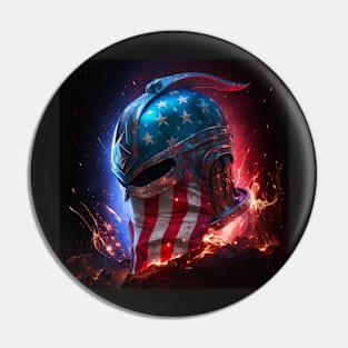 Spartan Helm American Flag Art Pin