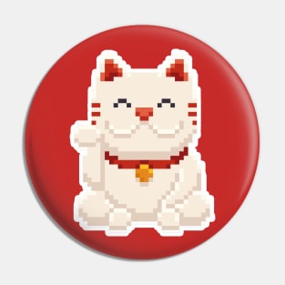 Japanese 8-Bit Lucky Cat Maneki neko Pin