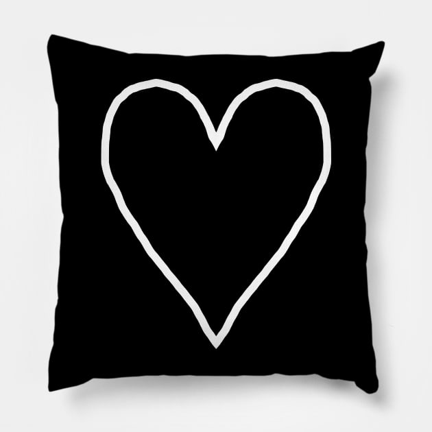 White Line Heart for Valentines Day Pillow by ellenhenryart