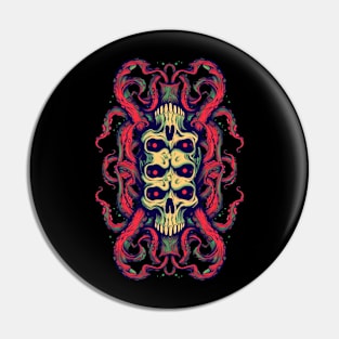 Skull Octopus Retro Tentacles Pin