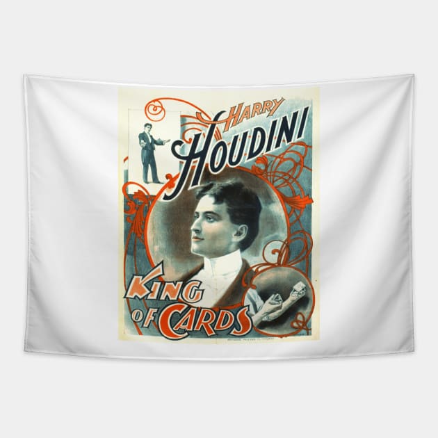 Harry Houdini - King of Cards: Vintage Poster Design Tapestry by Naves