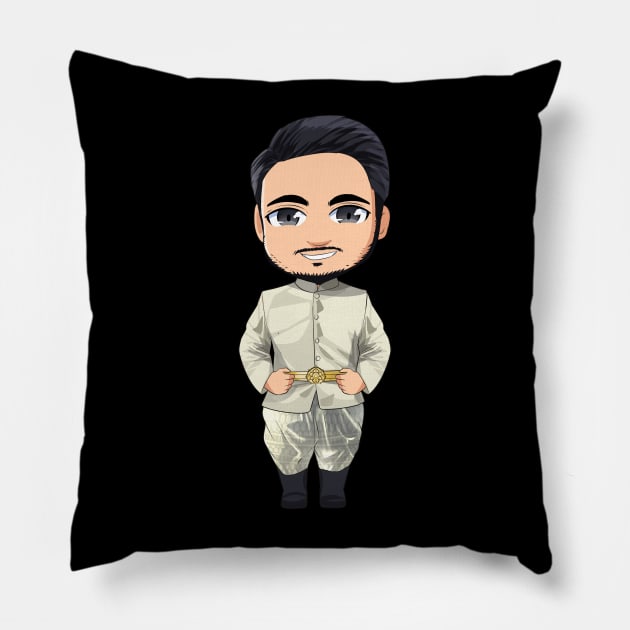 Khmer Cambodian Gentleman Chibi Character Pillow by KhmeRootz