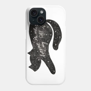 Watercolor galaxy cat - black and white Phone Case